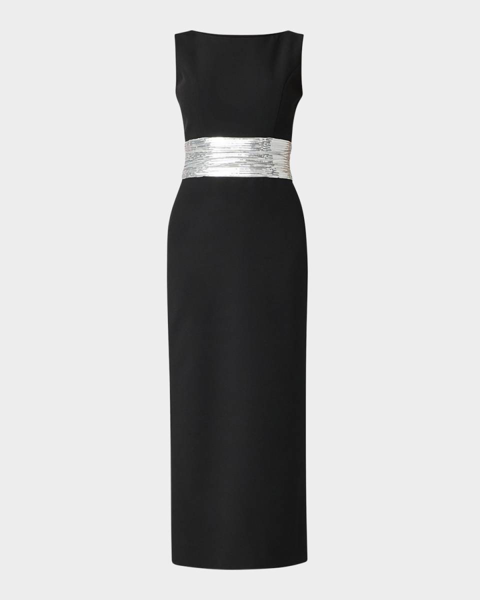 Sia Sleeveless Sequin Bow Midi Dress